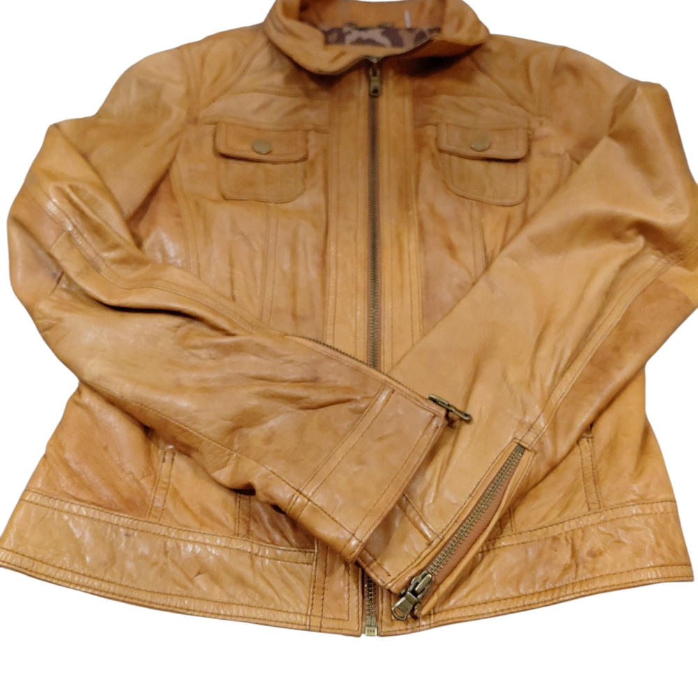 "Black Rivet" Juniors Sz.L Light Brown Leather Jacket MSRP:$250 Soft leather....